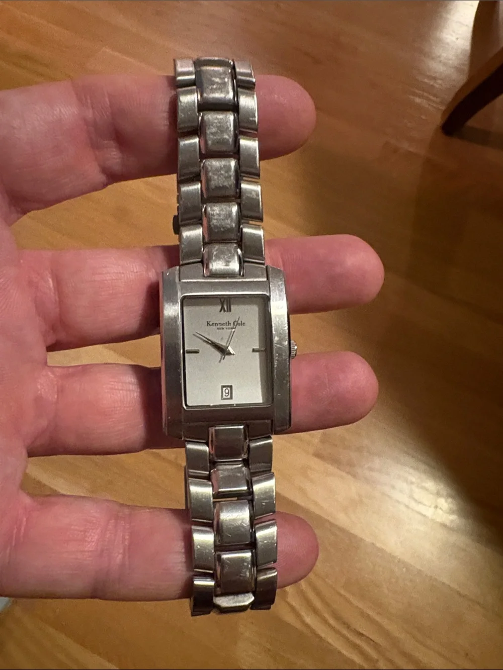 Kenneth Cole Silver-Tone Rectangular Bracelet Watch
